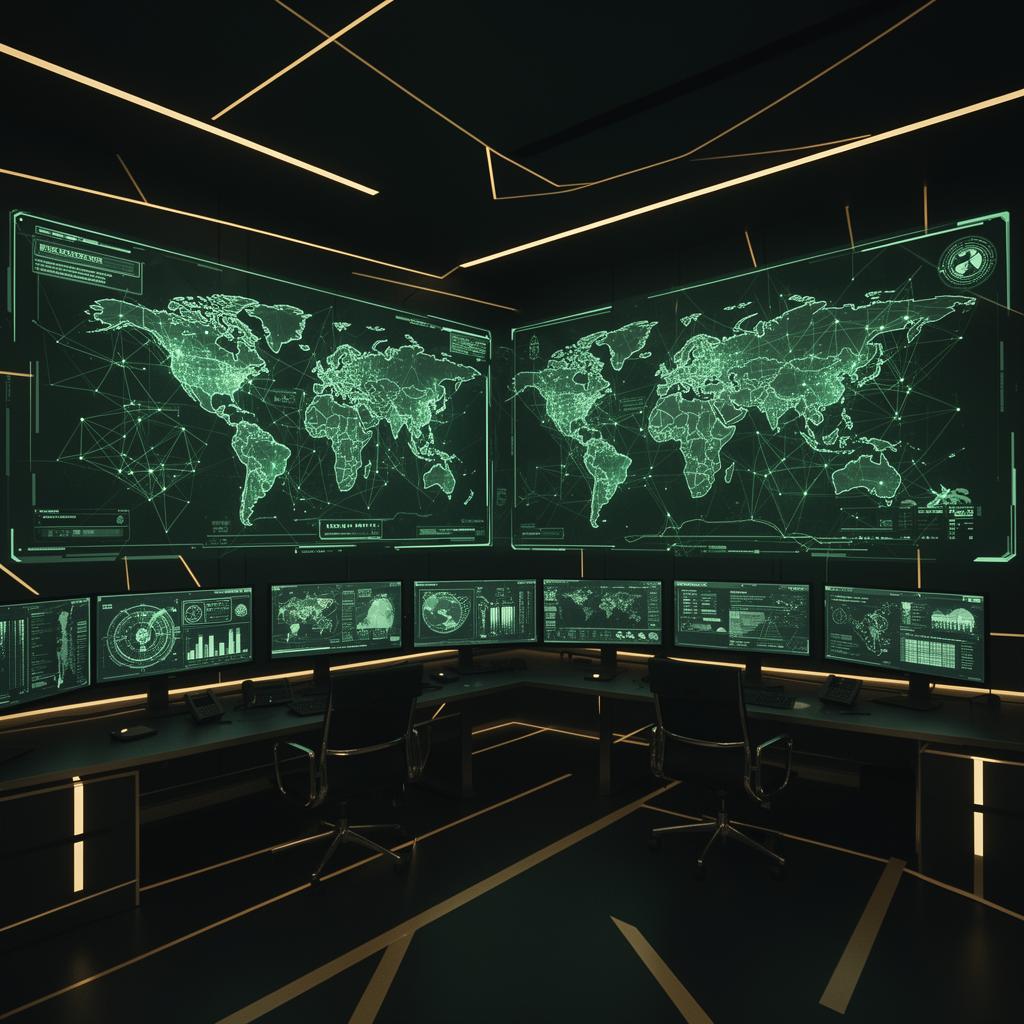 Defense strategy visualization with emerald data patterns